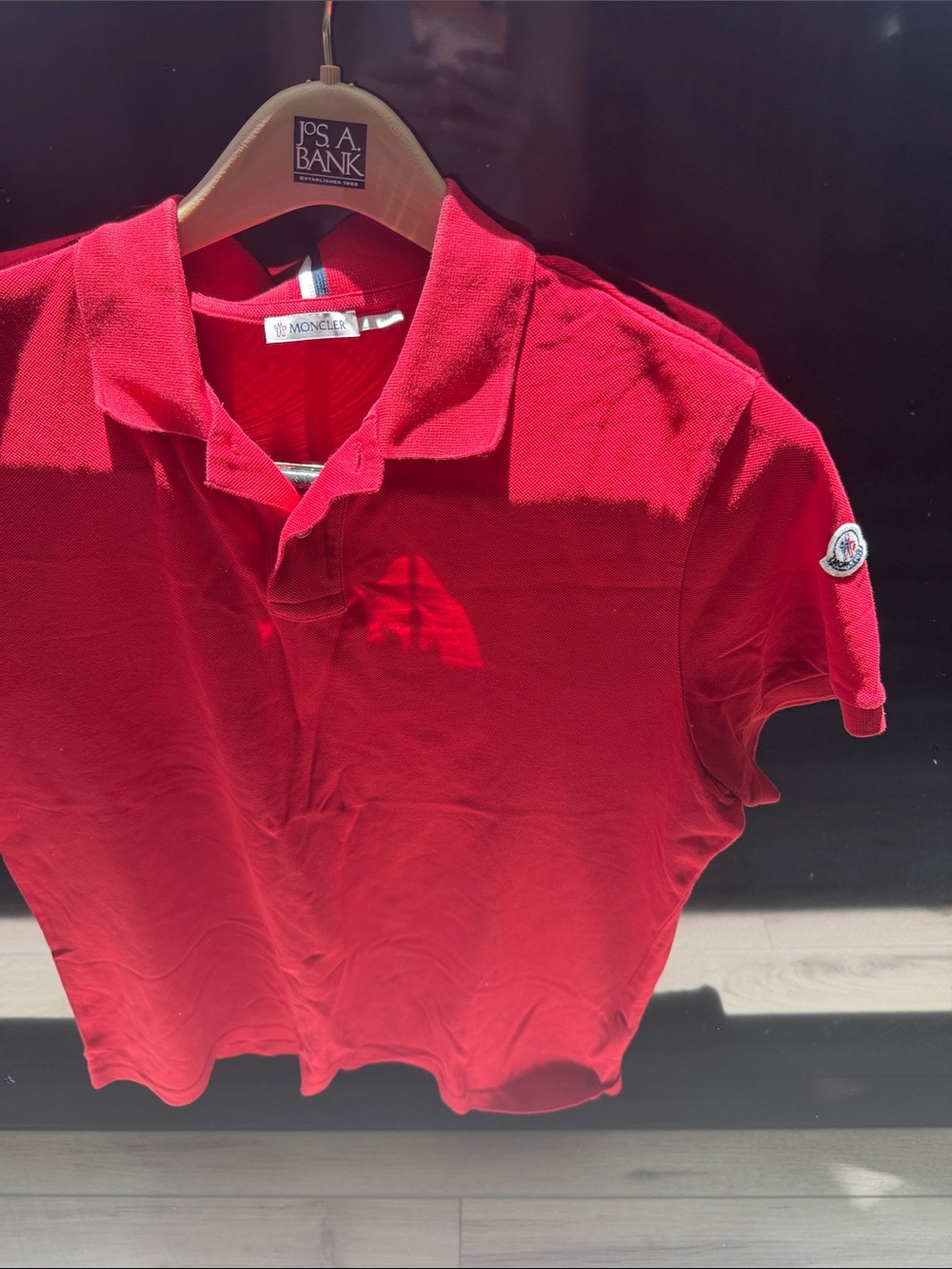 Moncler Bright Red Short-Sleeve Polo Shirt